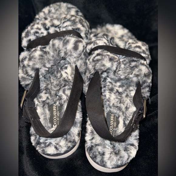 Koolaburra By UGG Fuzzed Out Cheetah Womens Size 9 Black White Slide Sandals - Picture 7 of 15